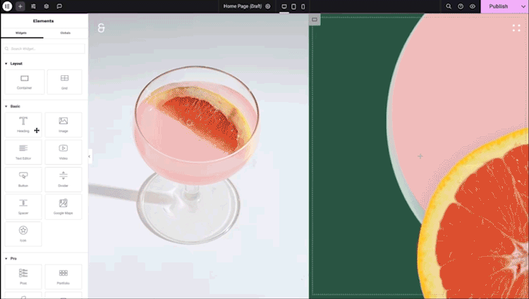 Screenshot of Elementor