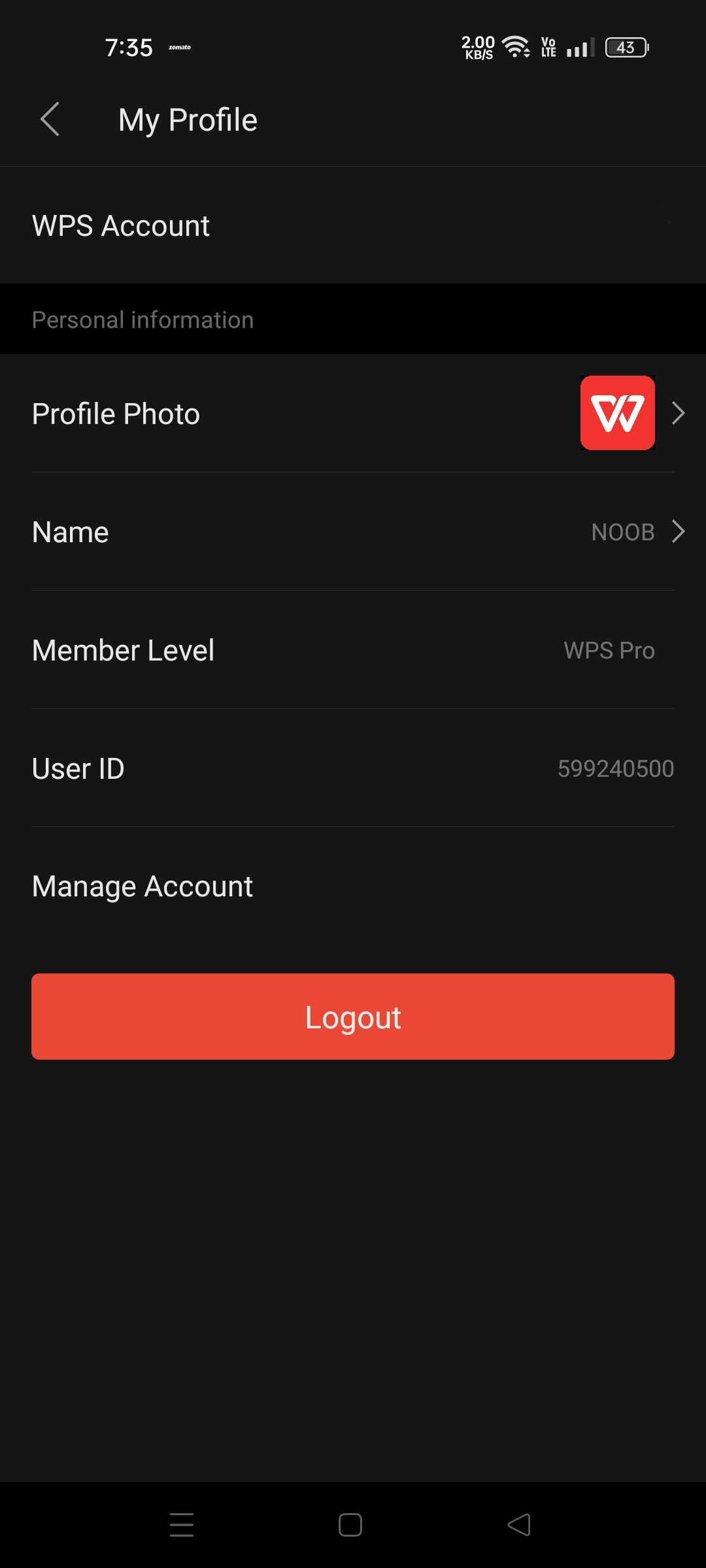 Screenshot of WPS Office
