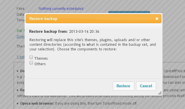 Screenshot of UpdraftPlus