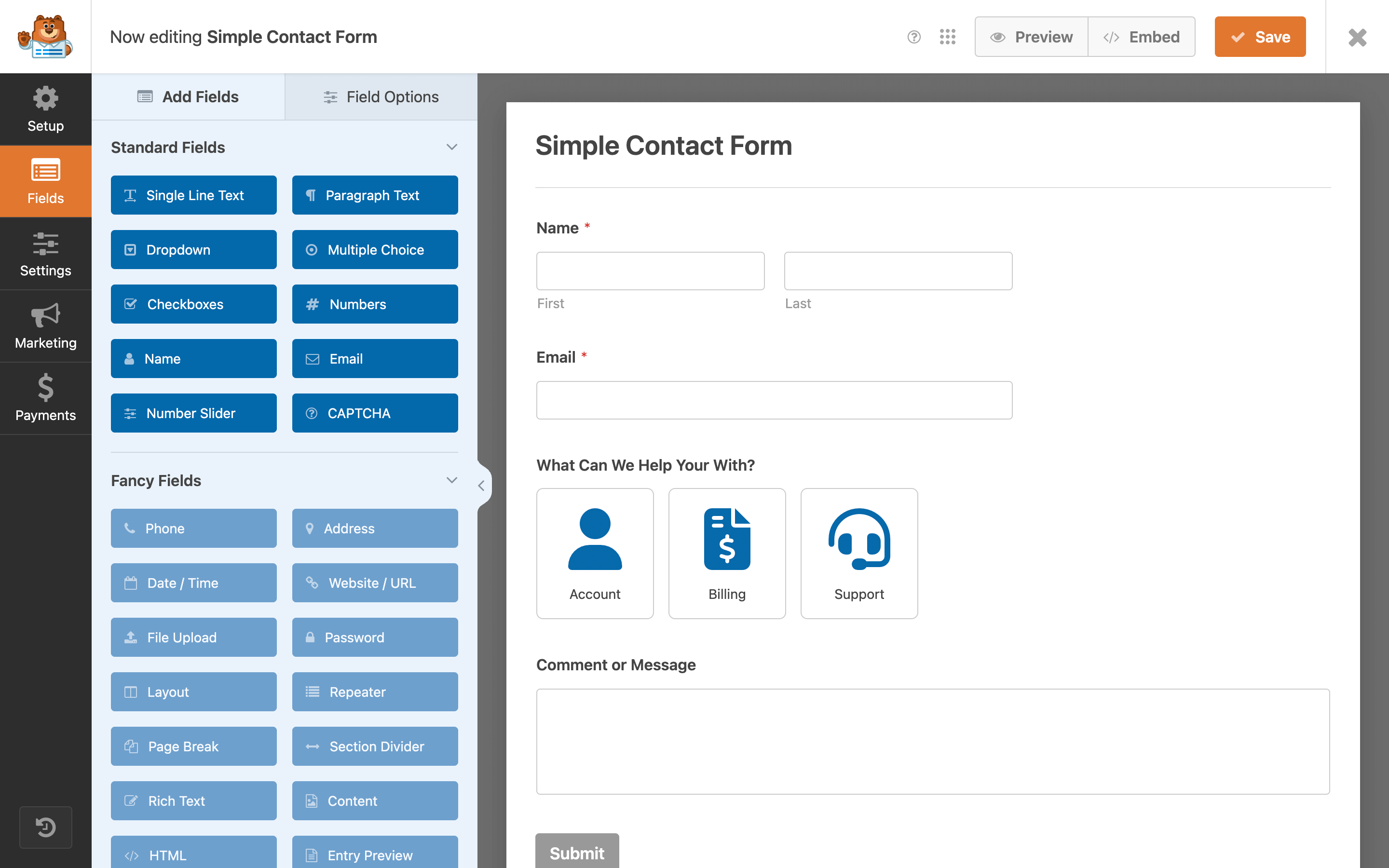 Screenshot of WPForms Pro