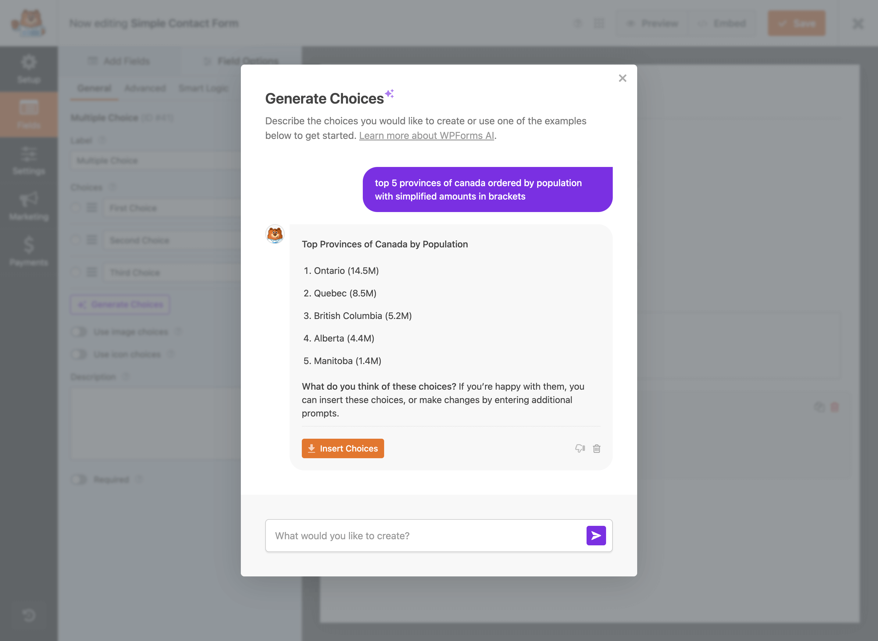 Screenshot of WPForms Pro