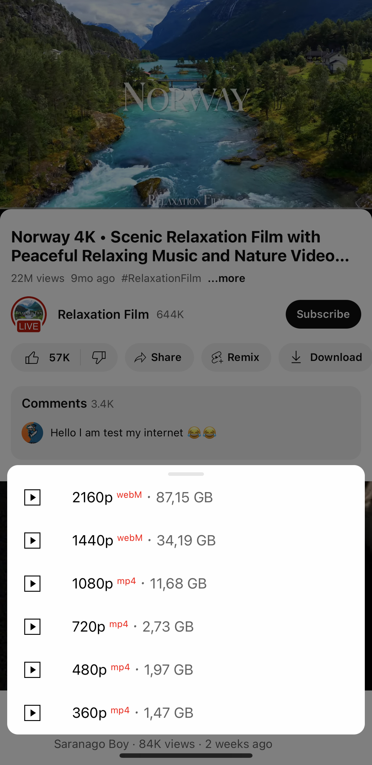 Screenshot of YTLite