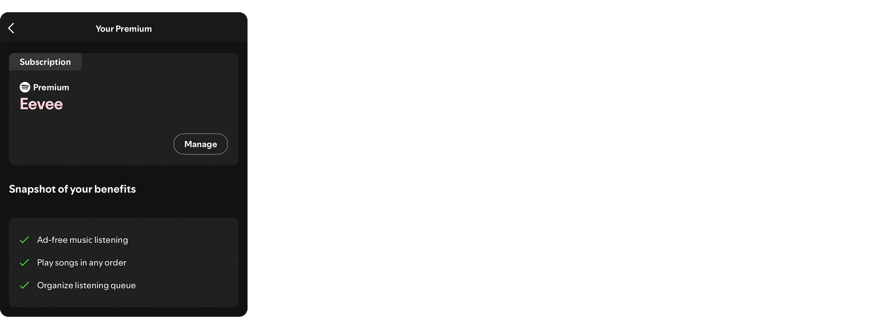 Screenshot of EeveeSpotify